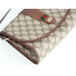 Gucci Vintage Clutch/Crossbody Tasche Leder Braun