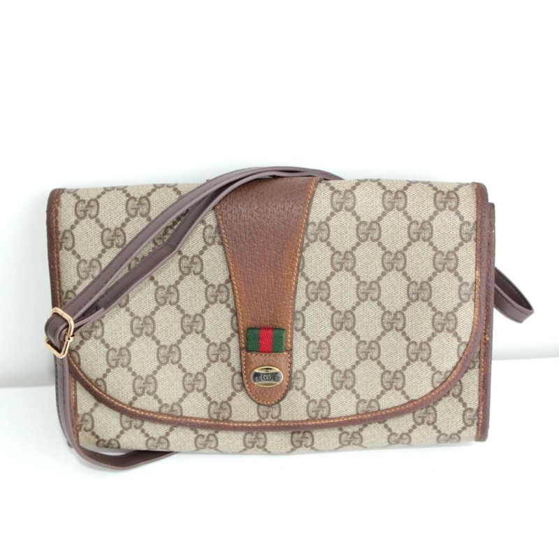 Gucci Vintage Clutch/Crossbody Tasche Leder Braun