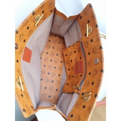 MCM Shopper Kette+Leder Schultertasche Heritage Cognac Canvas