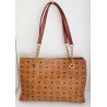 MCM Shopper Kette+Leder Schultertasche Heritage Cognac Canvas