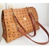 MCM Shopper Kette+Leder Schultertasche Heritage Cognac Canvas