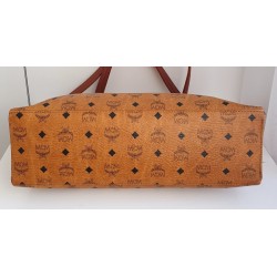 MCM Shopper Kette+Leder Schultertasche Heritage Cognac Canvas