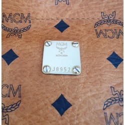 MCM Shopper Kette+Leder Schultertasche Heritage Cognac Canvas