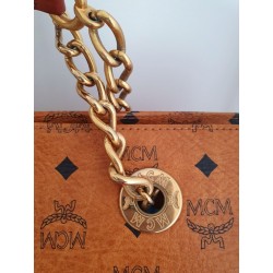 MCM Shopper Kette+Leder Schultertasche Heritage Cognac Canvas
