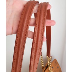 MCM Shopper Kette+Leder Schultertasche Heritage Cognac Canvas