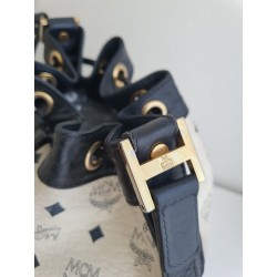 MCM Beuteltasche Mittel Weiss-Dunkelblau