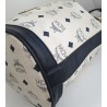 MCM Beuteltasche Mittel Weiss-Dunkelblau