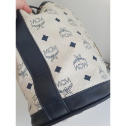 MCM Beuteltasche Mittel Weiss-Dunkelblau