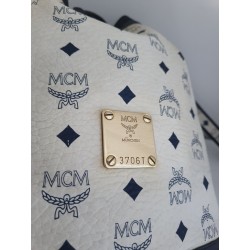 MCM Beuteltasche Mittel Weiss-Dunkelblau