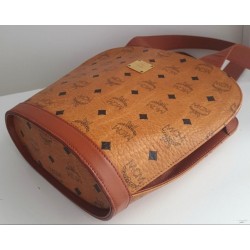 MCM Schultertasche Vintage Cognac Canvas