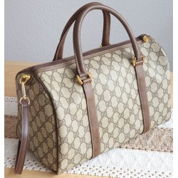 Gucci Vintage Boston Handtasche Canvas Braun