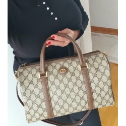 Gucci Vintage Boston Handtasche Canvas Braun