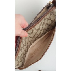 Gucci Vintage Umhängetasche aus Leder Braun/Grau