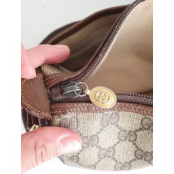 Gucci Vintage Umhängetasche aus Leder Braun/Grau