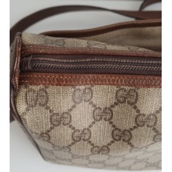 Gucci Vintage Umhängetasche aus Leder Braun/Grau