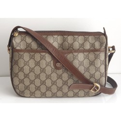 Gucci Vintage Umhängetasche aus Leder Braun/Grau