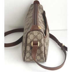Gucci Vintage Umhängetasche aus Leder Braun/Grau