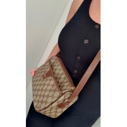 Gucci Vintage Umhängetasche aus Leder Braun/Grau