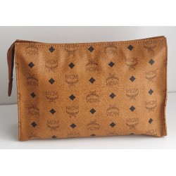 Mcm Nécessaire Poche Toilette Medium Heritage Cognac Canvas.