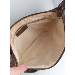 Gucci Vintage Oval Umhängetasche aus Leder Braun/Grau