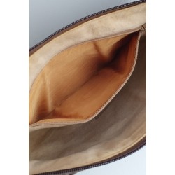 Gucci Vintage Oval Umhängetasche aus Leder Braun/Grau