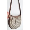 Gucci Vintage Oval Umhängetasche aus Leder Braun/Grau