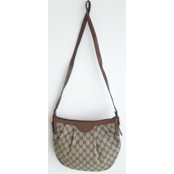 Gucci Vintage Oval Umhängetasche aus Leder Braun/Grau