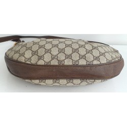 Gucci Vintage Oval Umhängetasche aus Leder Braun/Grau