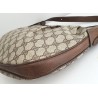 Gucci Vintage Oval Umhängetasche aus Leder Braun/Grau