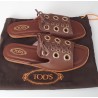 TOD’S Leder-Sandalen in Braun mit Nieten und Schnürung