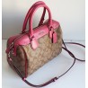 Coach Henkel/Crossbody Tasche Canvas Leder Braun Pink
