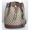 Gucci Beuteltasche Gross GM Vintage GG Braun-Rot Leder Canvas