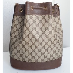 Gucci Beuteltasche Gross GM Vintage GG Braun-Rot Leder Canvas