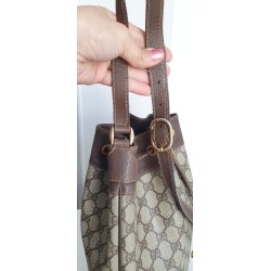 Gucci Beuteltasche Gross GM Vintage GG Braun-Rot Leder Canvas