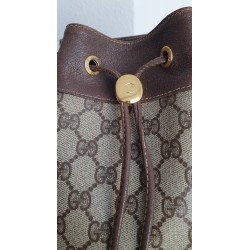 Gucci Beuteltasche Gross GM Vintage GG Braun-Rot Leder Canvas