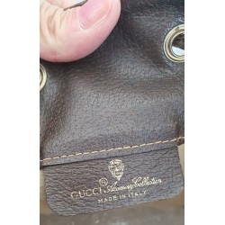 Gucci Beuteltasche Gross GM Vintage GG Braun-Rot Leder Canvas