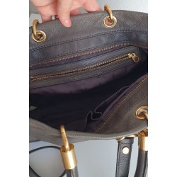 Marc By Marc Jacobs Anthrazit/ Taupe-Grau Soft Leder