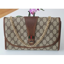 Gucci Vintage Clutch/Crossbody Tasche Leder Braun