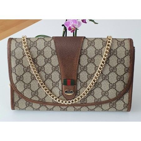 Gucci Vintage Clutch/Crossbody Tasche Leder Braun