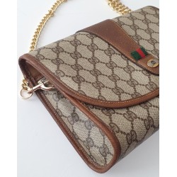 Gucci Vintage Clutch/Crossbody Tasche Leder Braun