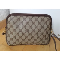 Gucci Vintage GG Umhängetasche aus Leder Braun/Grau