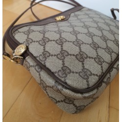Gucci Vintage GG Umhängetasche aus Leder Braun/Grau
