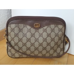 Gucci Vintage GG Umhängetasche aus Leder Braun/Grau