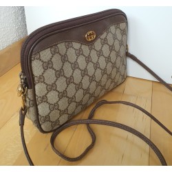 Gucci Vintage GG Umhängetasche aus Leder Braun/Grau