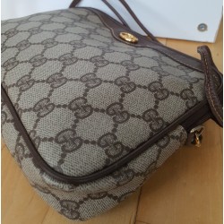 Gucci Vintage GG Umhängetasche aus Leder Braun/Grau