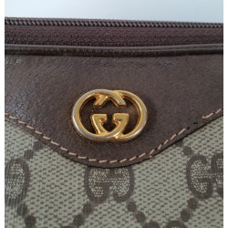 Gucci Vintage GG Umhängetasche aus Leder Braun/Grau