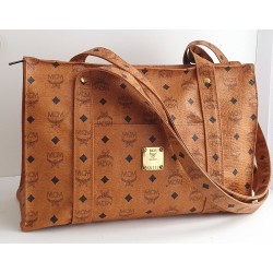 MCM Shopper Medium Heritage Cognac Canvas.