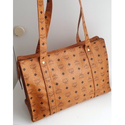 MCM Shopper Medium Heritage Cognac Canvas.