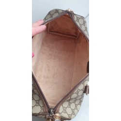 Gucci Boston Handtasche Vintage Braun-Grau Canvas