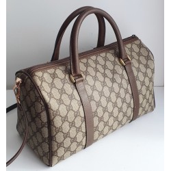 Gucci Boston Handtasche Vintage Braun-Grau Canvas